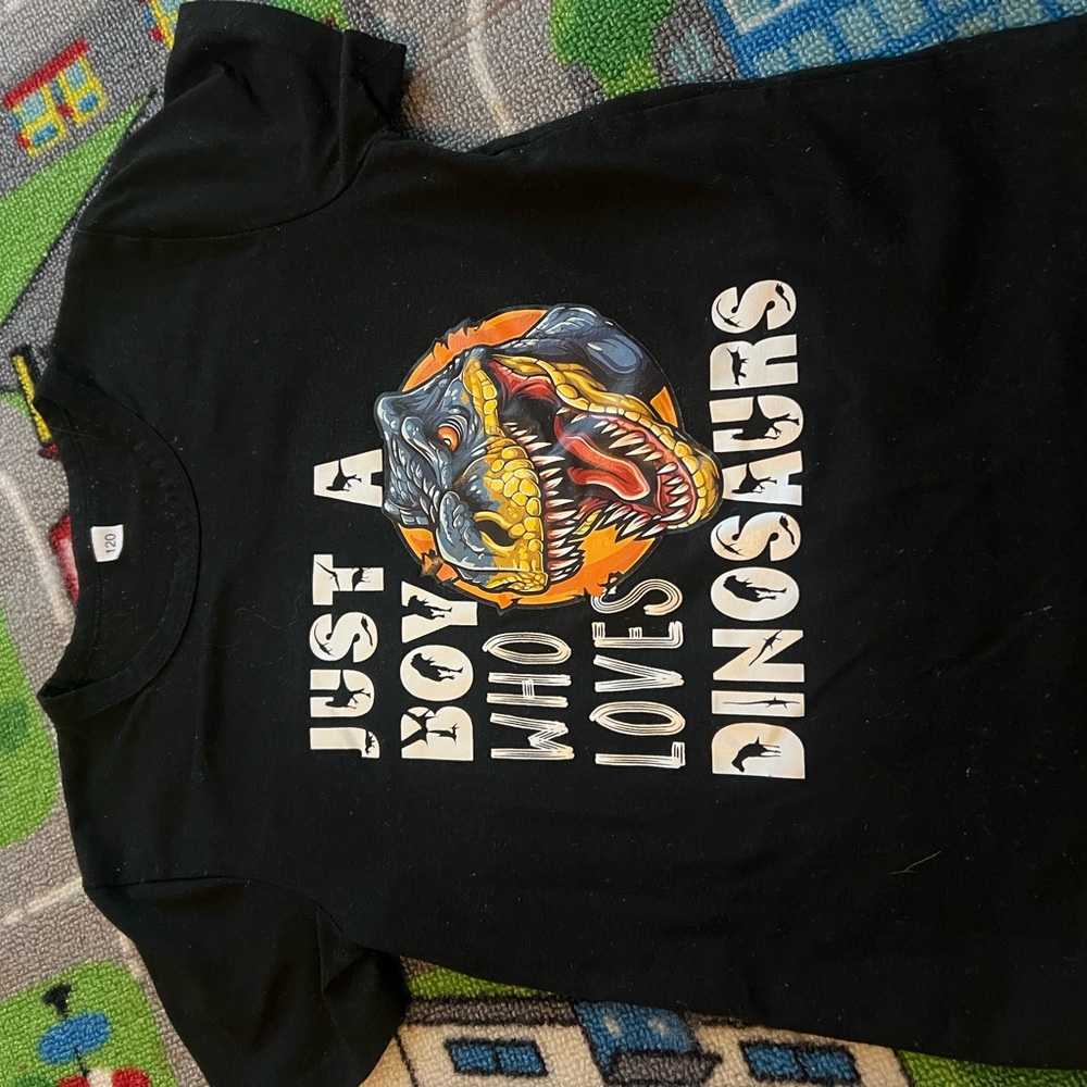 Black Dinosaur Graphic Kids T-Shirt